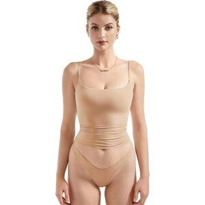 Women Sexy Square Neck Tank Top Nude